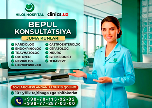 BEPUL KONSULTATSIYA — har juma kuni Hilol Hospital klinikasida! BEPUL KONSULTATSIYA — har juma kuni Hilol Hospital klinikasida!